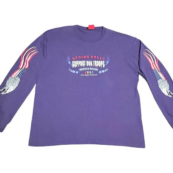 Vintage Harley Rally 2006 Support Our Troops Long Sleeve T-shirt Myrtle Beach LG - Picture 3 of 10